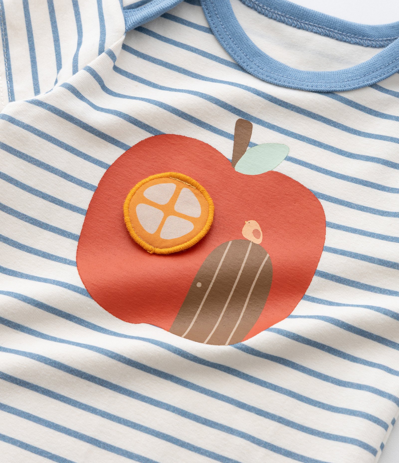 Body Infantil com Estampa Interativa Casinha Maçã - Tam 0 a 18 meses Branco/Azul 6