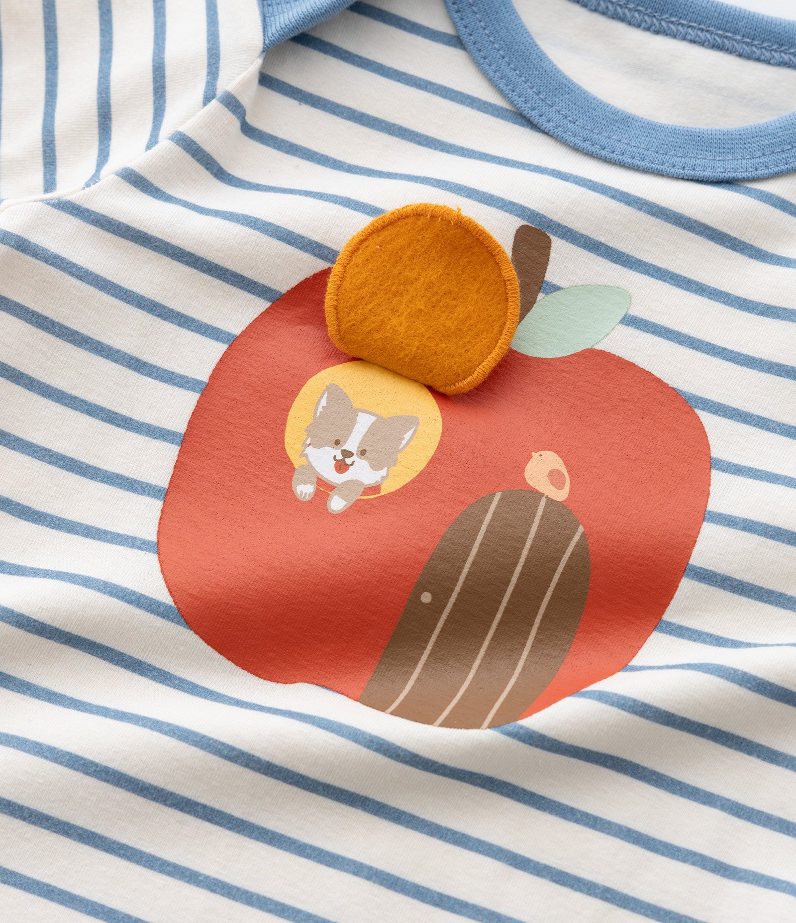 Body Infantil com Estampa Interativa Casinha Maçã - Tam 0 a 18 meses Branco/Azul 7