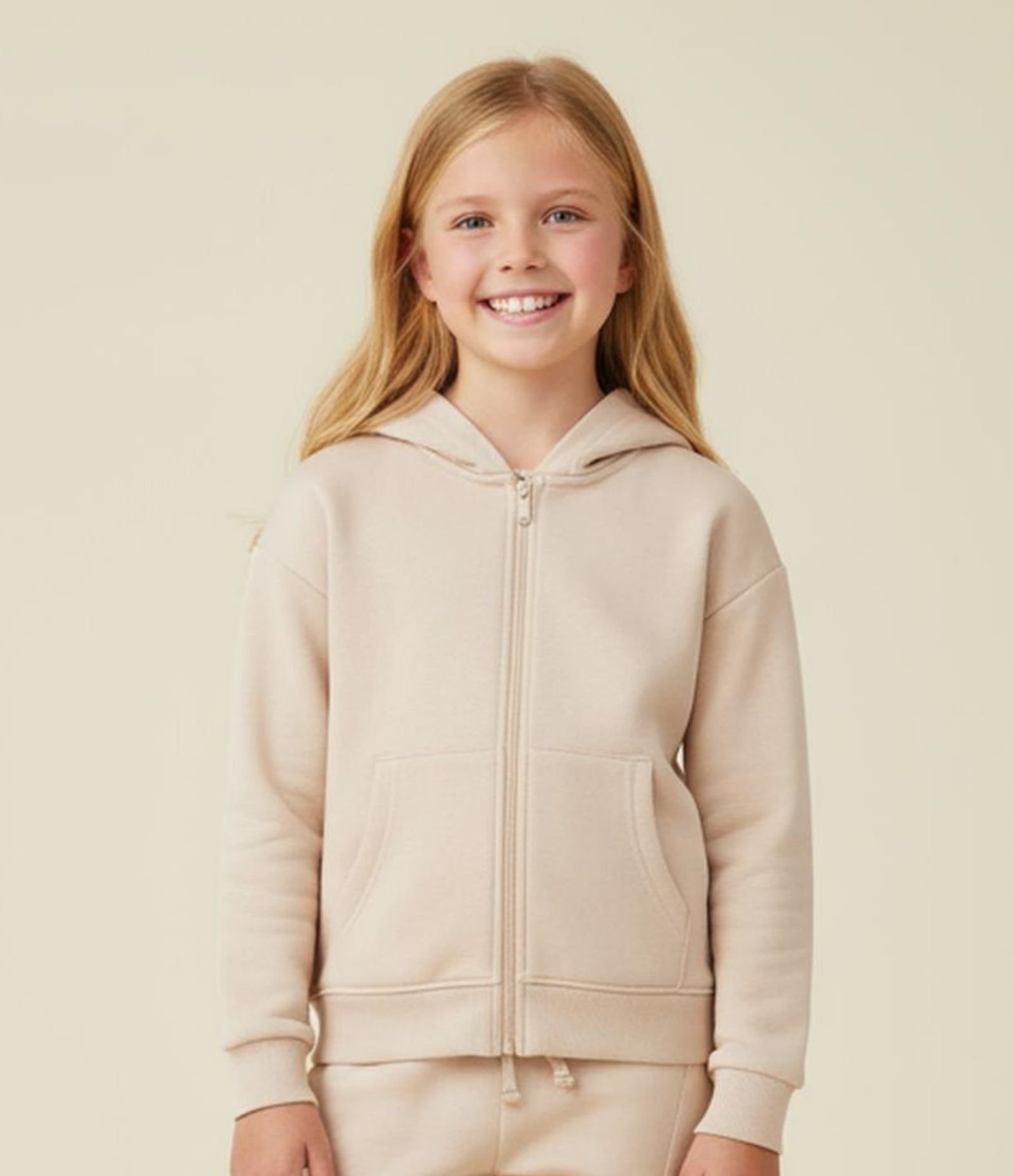 Jaqueta Infantil em Modal com Capuz - Tam 5 a 14 Anos Bege 1