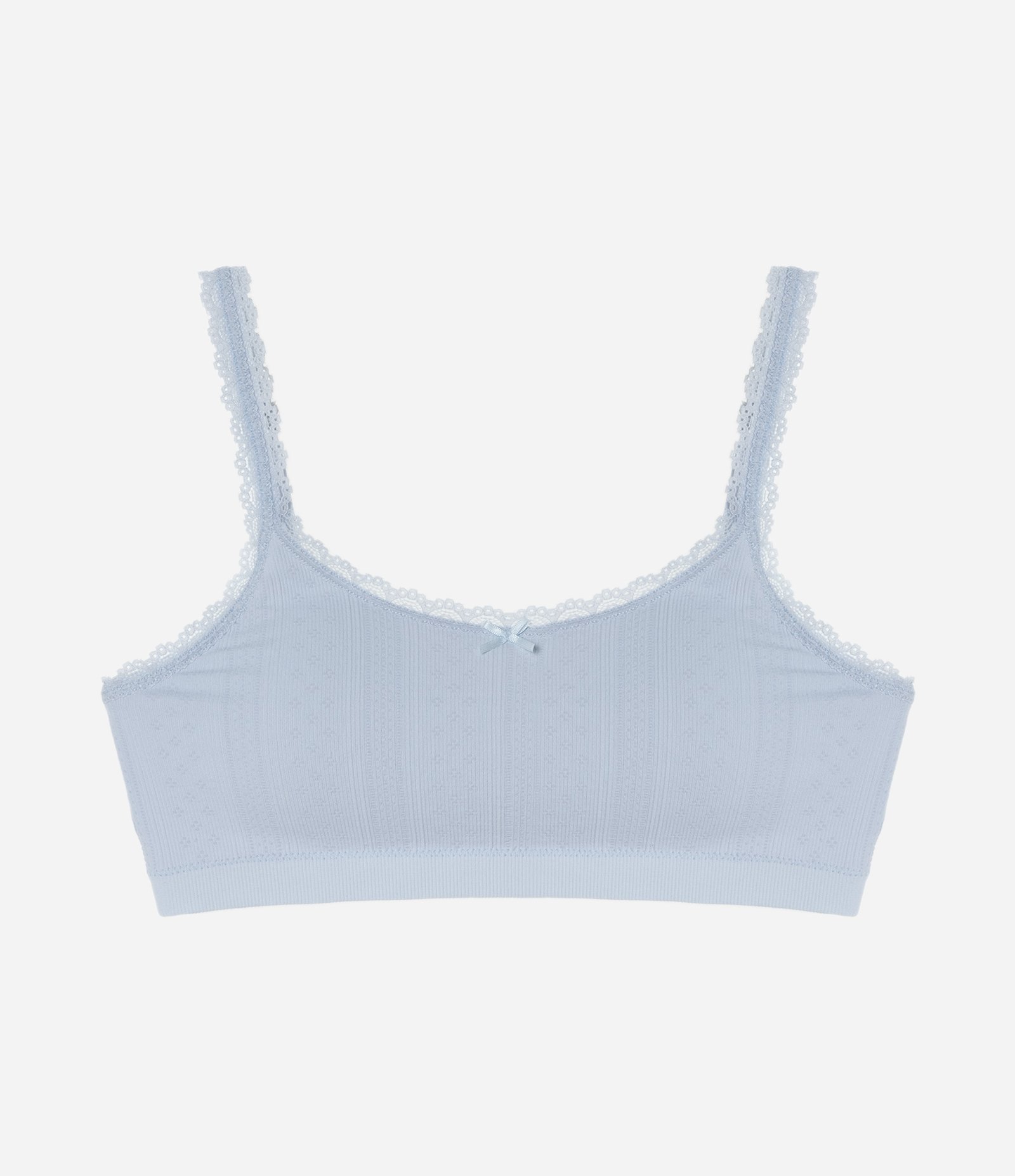 Sutiã Top Seamless Texturizado com Rendinha Azul 4