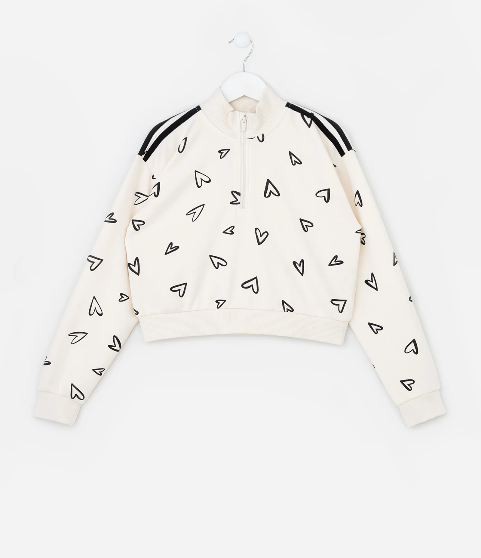 Casaco Infantil com Zíper e Estampa de Corações – Tam 5 a 14 Anos Off White 1