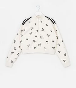 Casaco Infantil com Zíper e Estampa de Corações – Tam 5 a 14 Anos