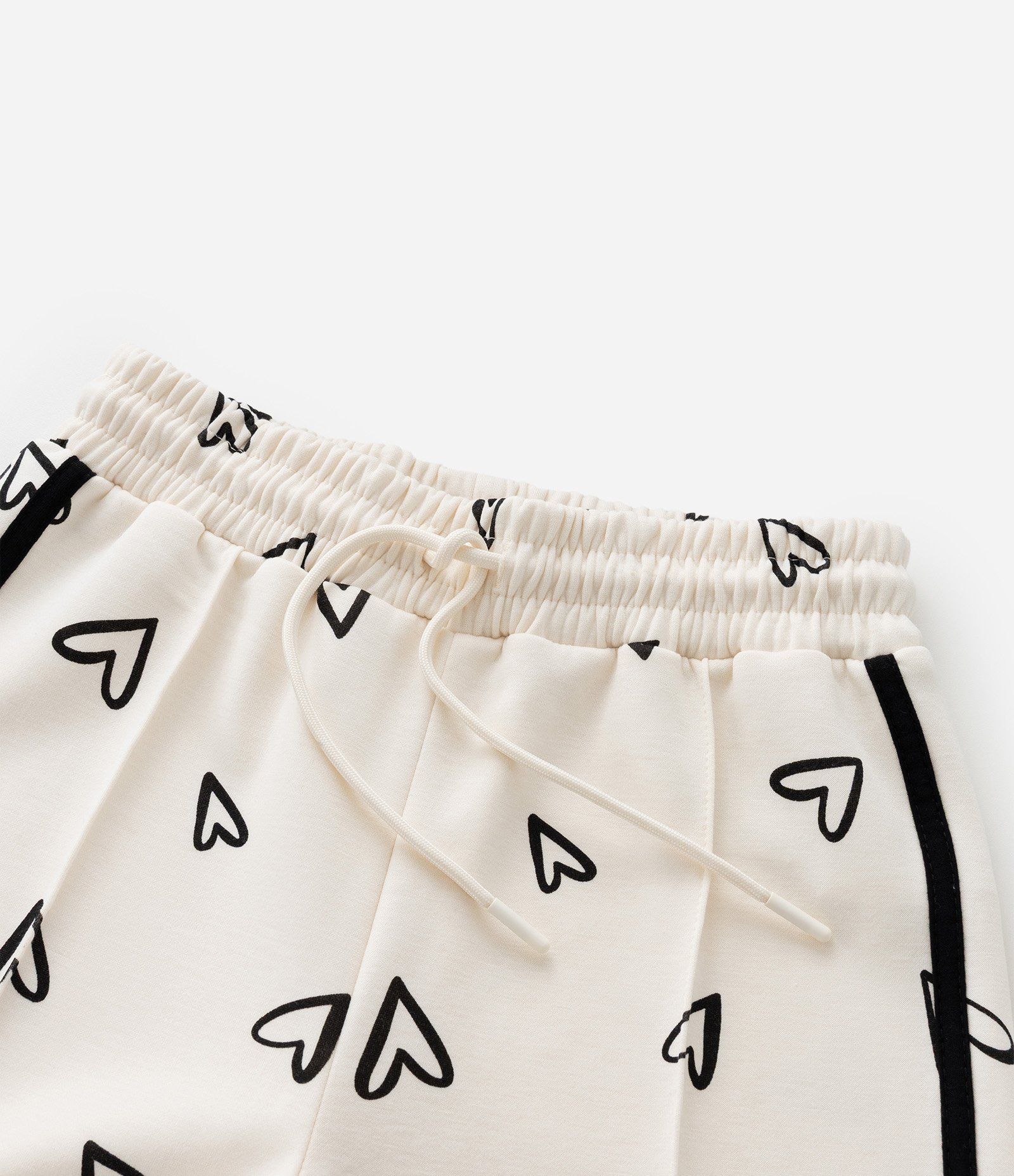 Calça Infantil Wide Leg com Estampa de Corações - Tam 5 a 14 Anos Bege 5