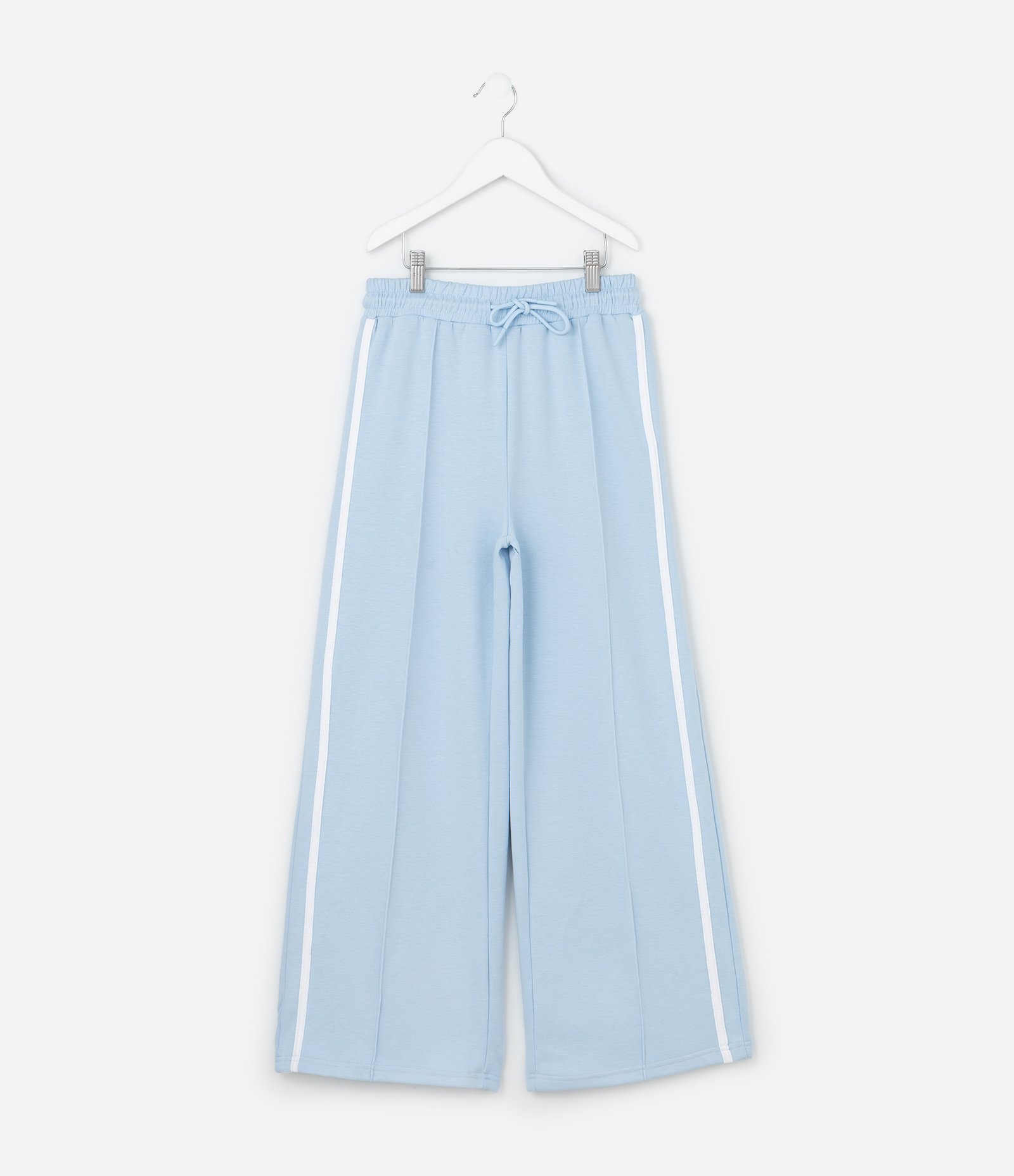 Calça Infantil Wide Leg com Listra Lateral - Tam  5 a  14 Anos Azul 1