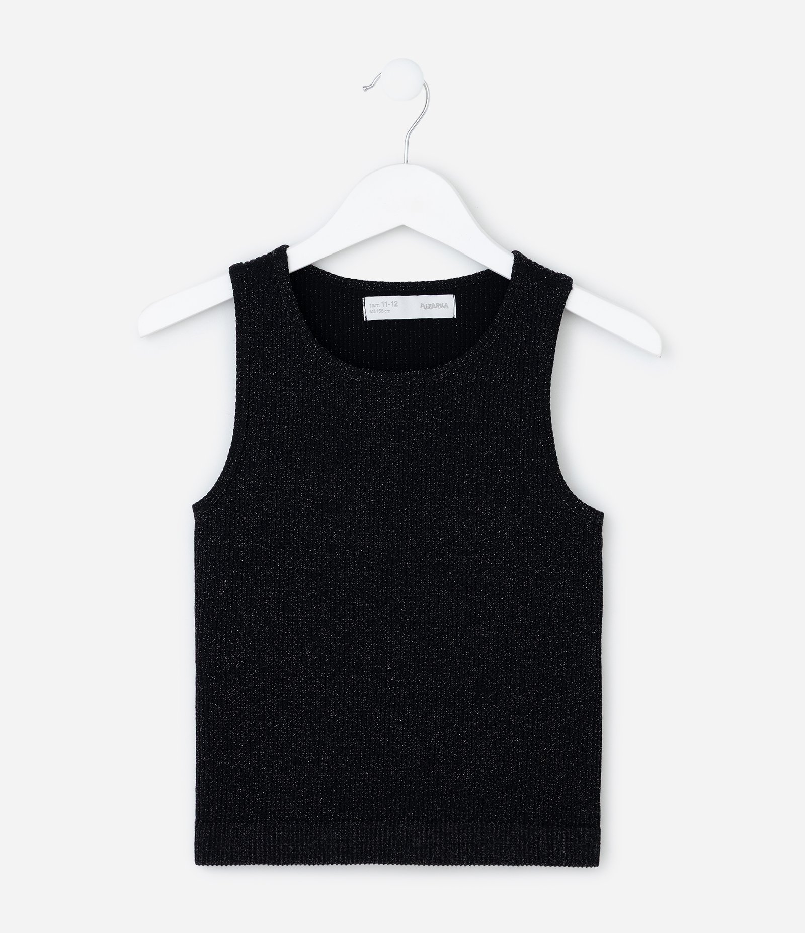 Regata Infantil Seamless com Brilhos e Canelada - Tam 5 a 14 Anos Preto 1