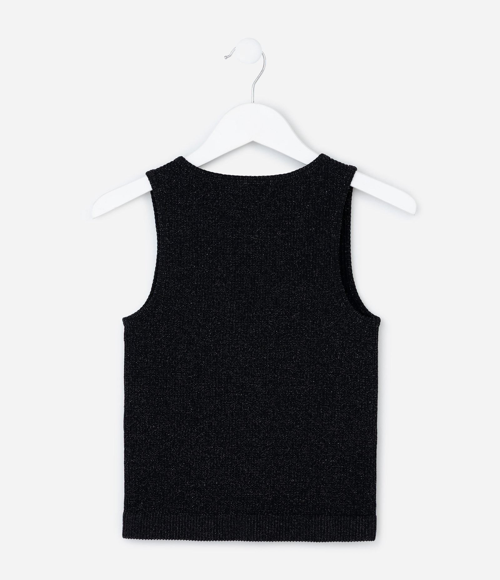 Regata Infantil Seamless com Brilhos e Canelada - Tam 5 a 14 Anos Preto 2