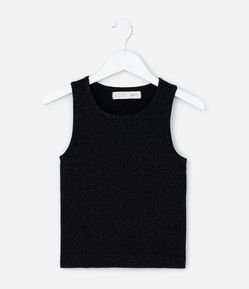 Regata Infantil Seamless com Brilhos e Canelada - Tam 5 a 14 Anos