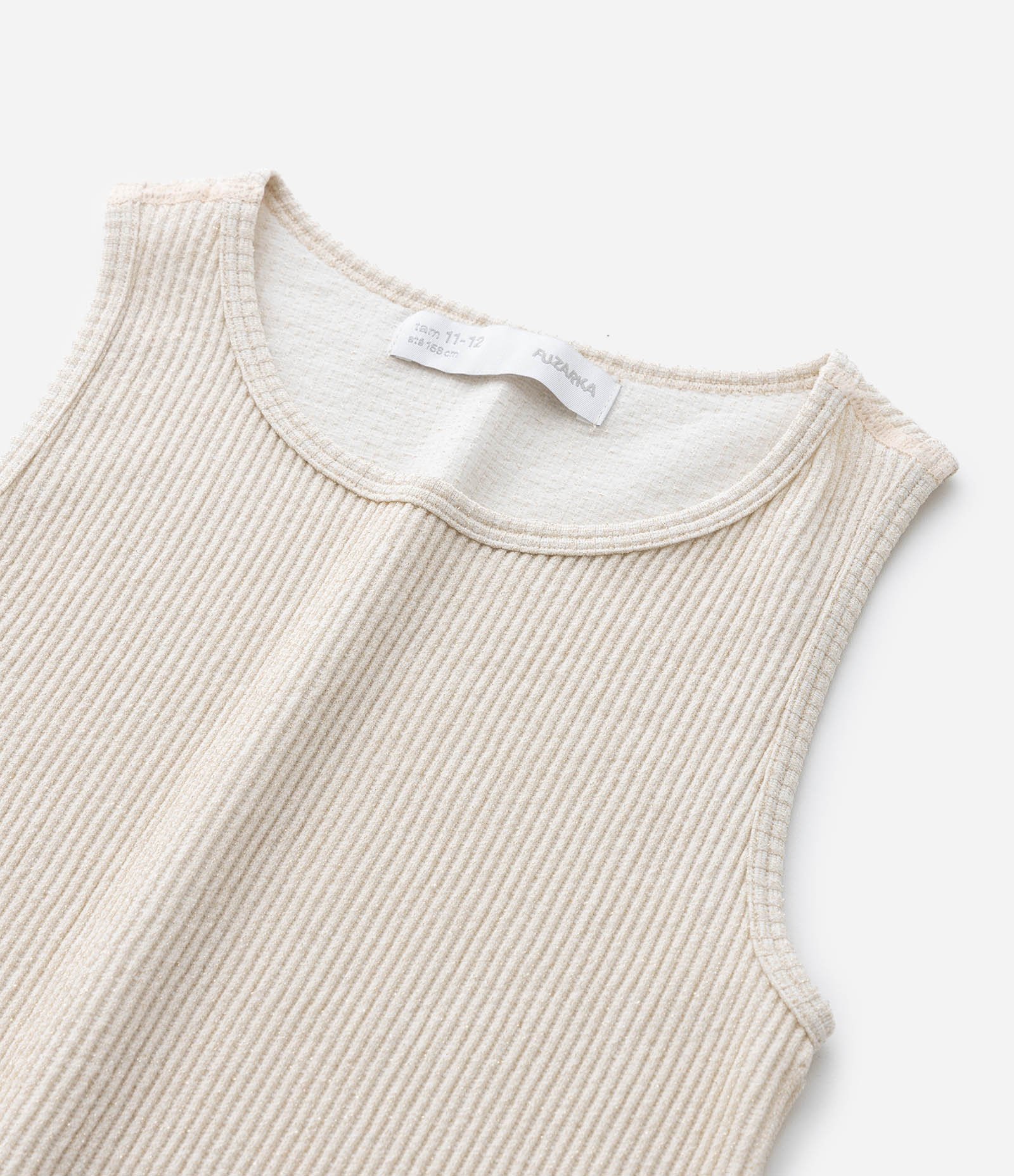 Regata Infantil Seamless com Brilhos e Canelada - Tam 5 a 14 Anos Bege 2