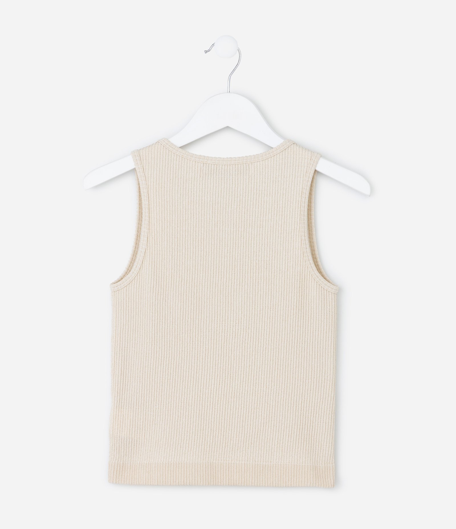 Regata Infantil Seamless com Brilhos e Canelada - Tam 5 a 14 Anos Bege 3