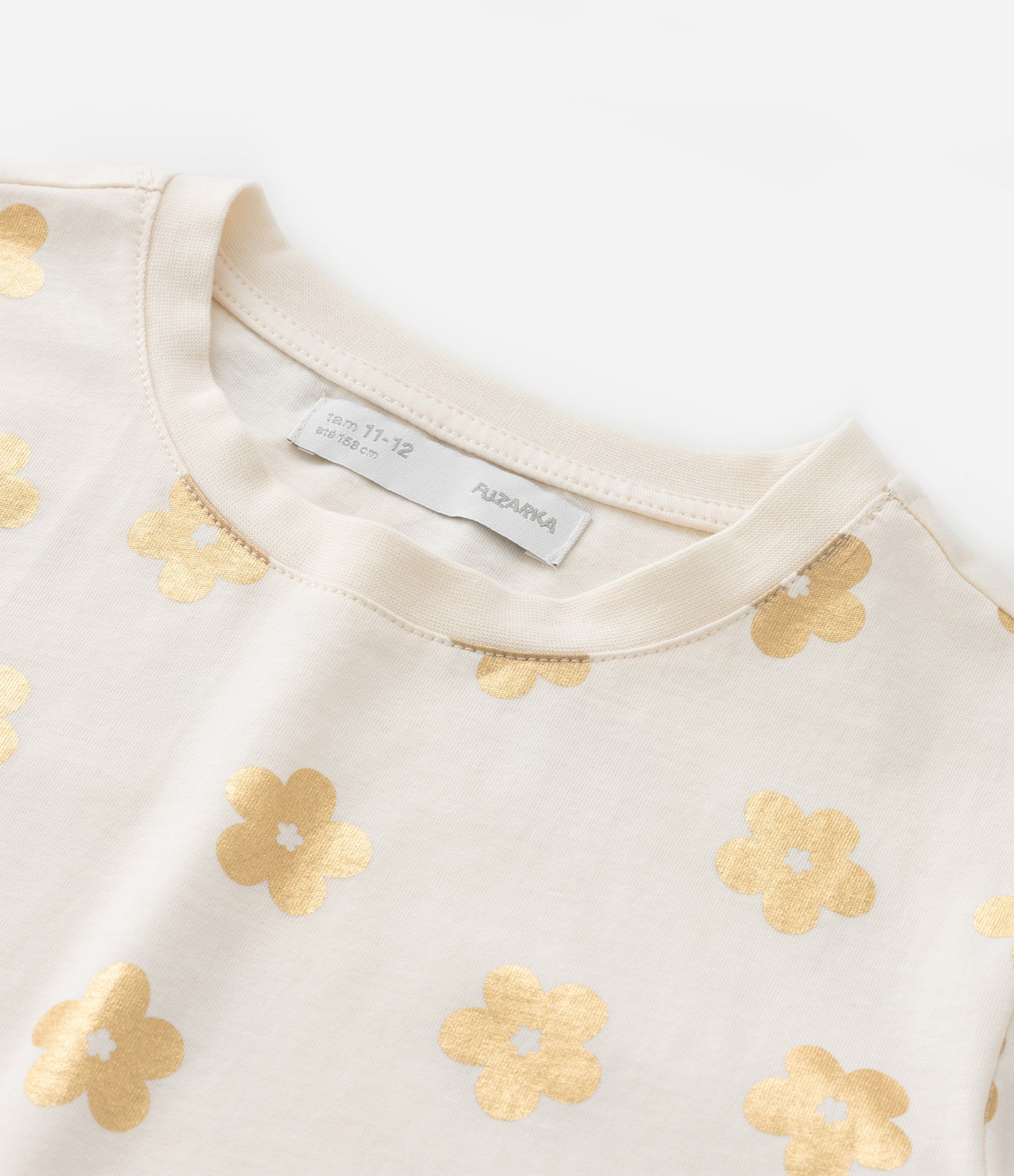 Camiseta Curta Infantil com Estampa de Flores - Tam 5 a 14 Anos Bege 5