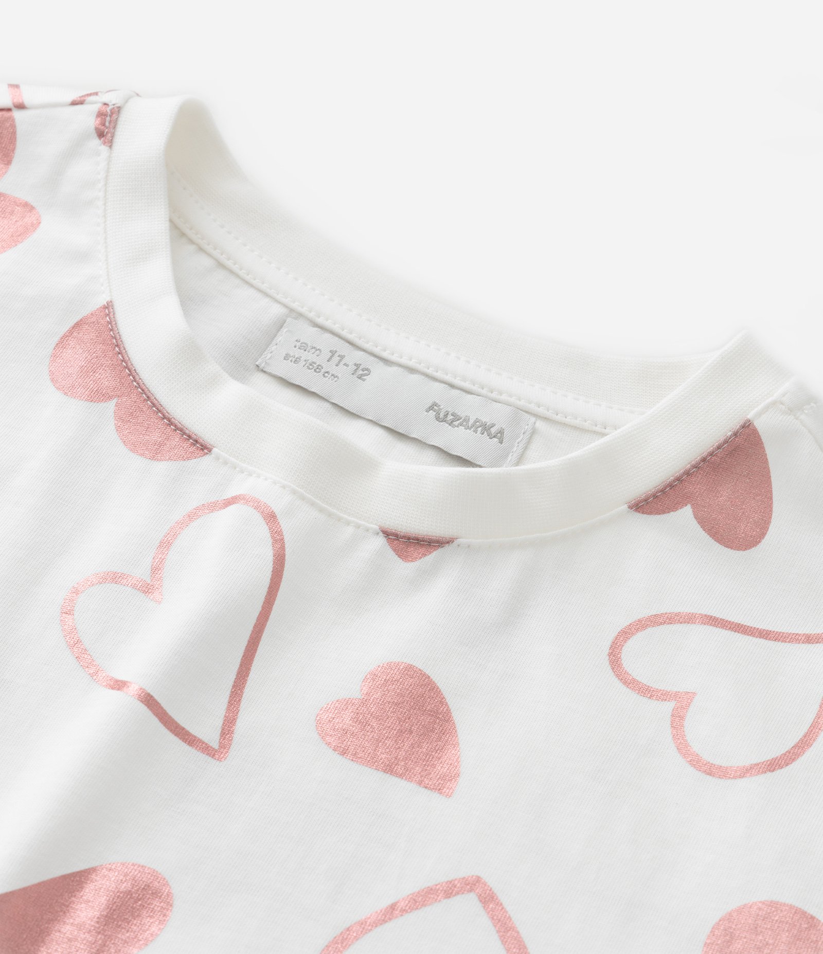 Camiseta Curta Infantil com Estampa de Corações - Tam 5 a 14 Anos Branco 5