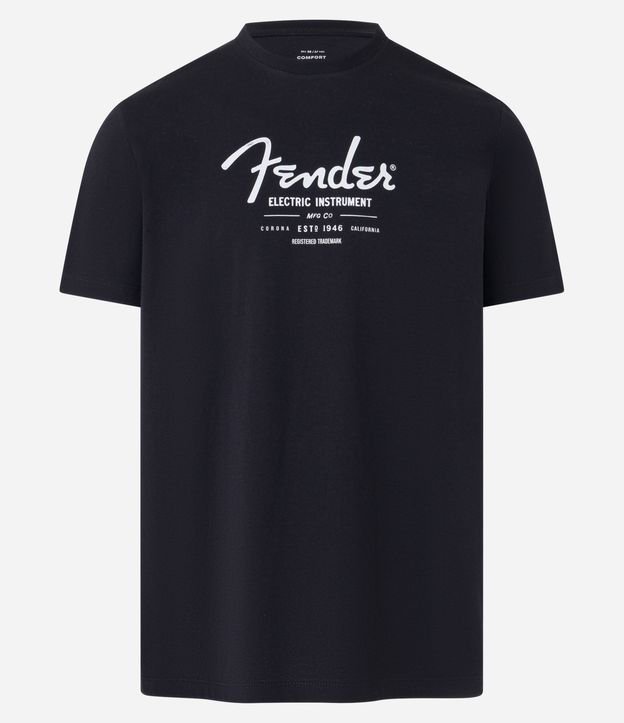 Camiseta Comfort em Algodão com Estampa Lettering Fender & Electric