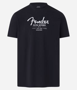 Camiseta Comfort em Algodão com Estampa Lettering Fender & Electric
