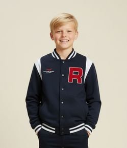 Jaqueta Bomber Infantil com Recortes Contrastante - Tam 5 a 14 Anos