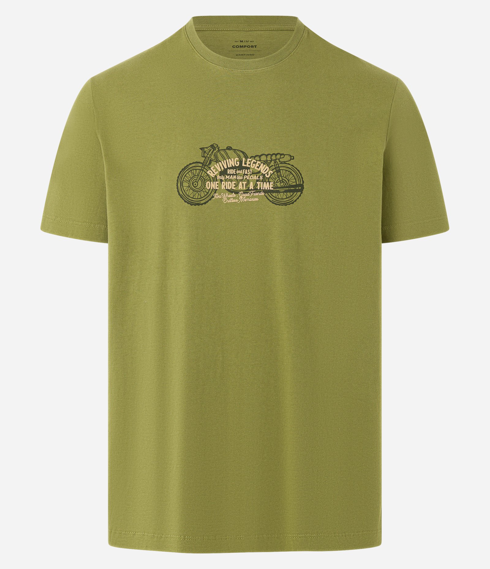Camiseta Comfort em Algodão com Estampa de Moto e Lettering Verde 1