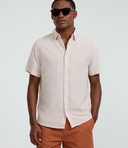 Camisa Regular em Linho com Abotoamento