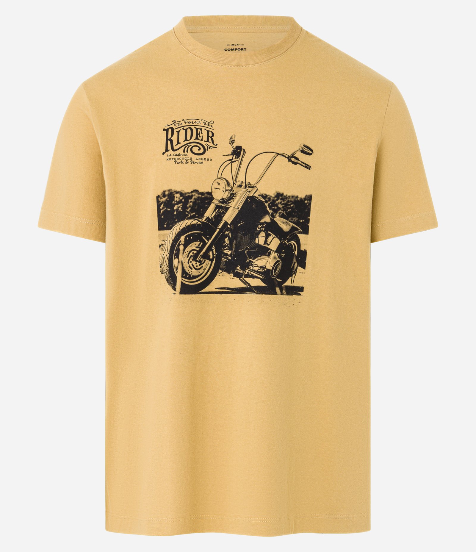 Camiseta Comfort em Algodão com Estampa de Moto Amarelo 4