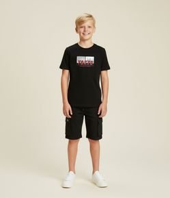 Camiseta Infantil com Estampa Relevo Tokyo - Tam 5 a 14 Anos