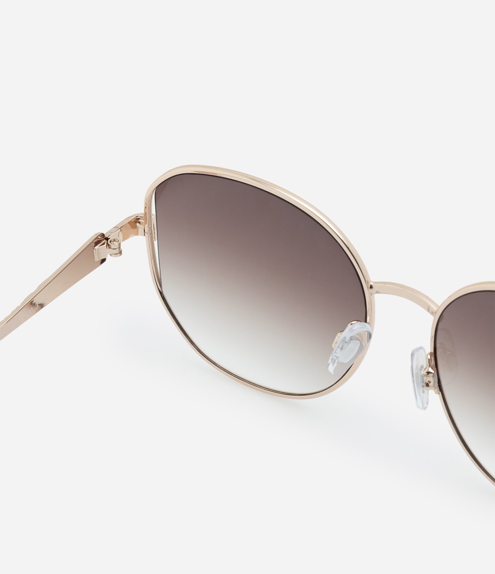 Óculos de Sol Redondo com Lente Degrade Vazada nas Laterais Dourado 3