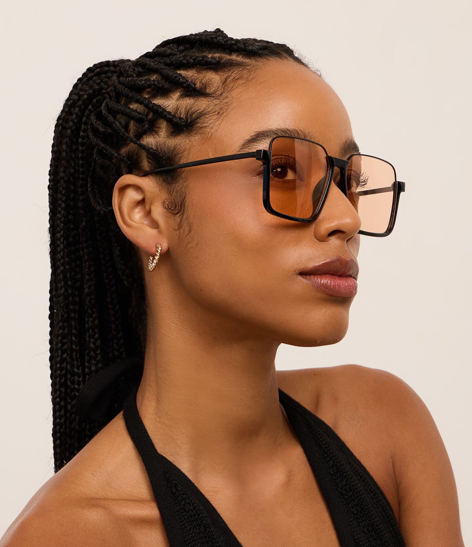 Óculos Quadrado com Lente Âmbar Preto 5