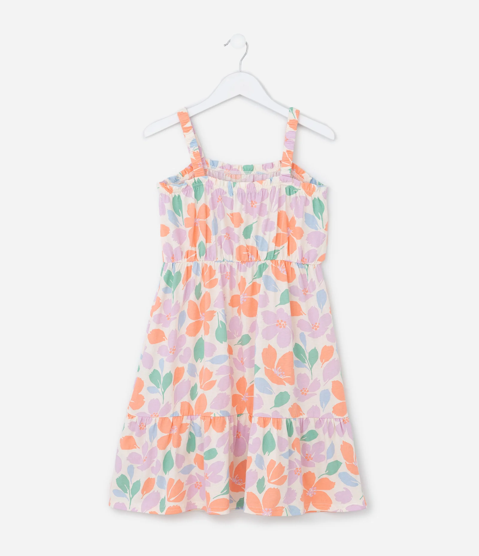 Vestido Infantil com Estampa Floral - Tam 5 a 14 Anos Bege 2