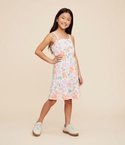Vestido Infantil com Estampa Floral - Tam 5 a 14 Anos