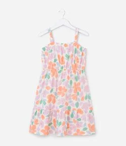 Vestido Infantil com Estampa Floral - Tam 5 a 14 Anos
