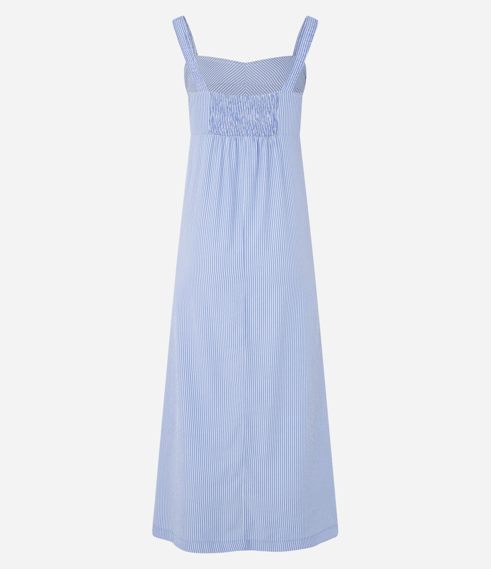 Vestido Boho Midi Listrado em Tricoline Busto Recortado Azul 6