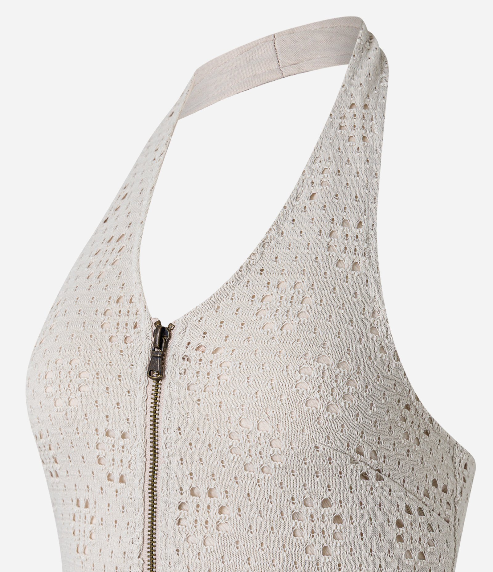 Blusa Texturizada Frente Única em Laise Bege 8