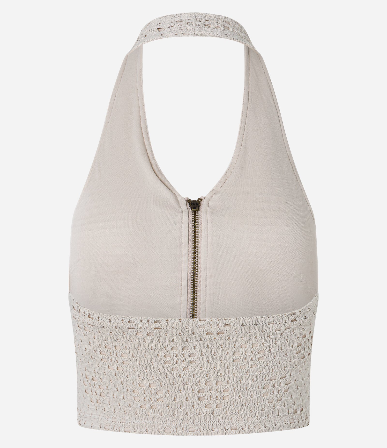 Blusa Texturizada Frente Única em Laise Bege 10