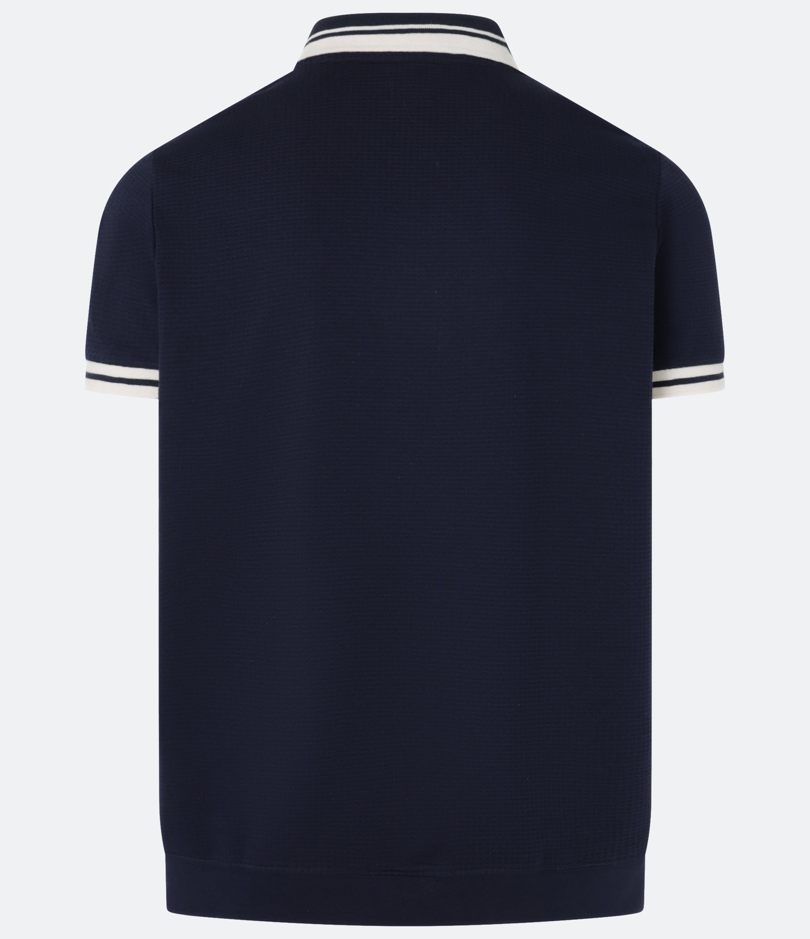 Camisa Polo Comfort com Detalhes Contrastantes e Estampa de Brasão Azul 6