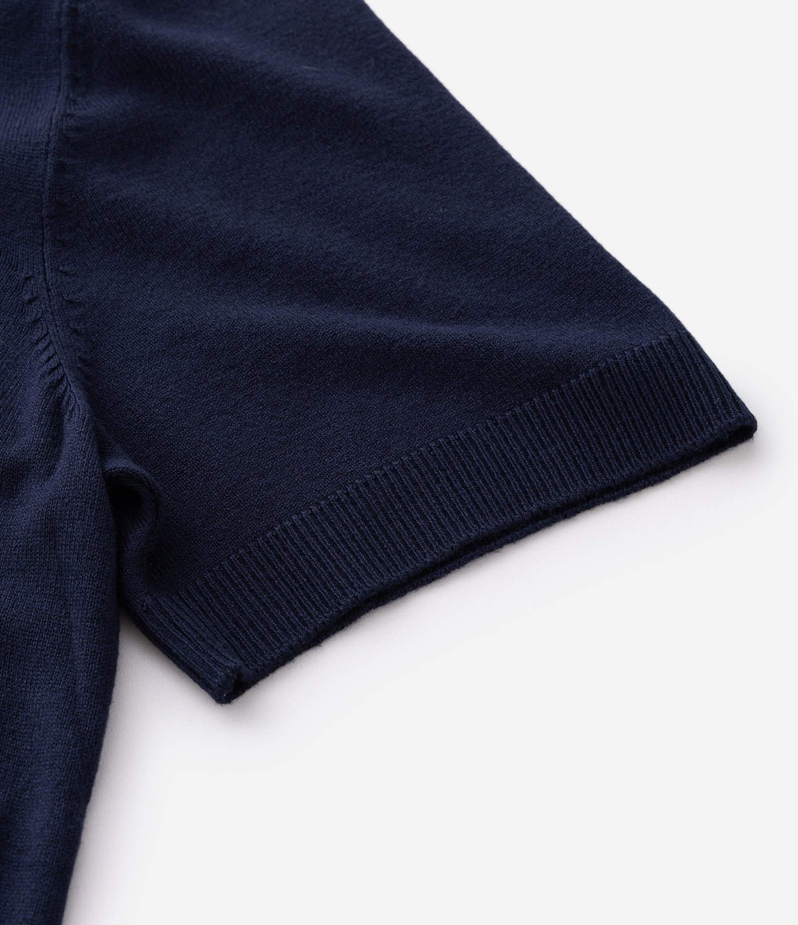 Polo Manga Curta em Tricô Texturizado Azul 5