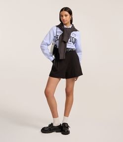 Short Reto Alfaiatado com Cintura Alta e Meio Cinto Frontal