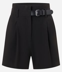 Short Reto Alfaiatado com Cintura Alta e Meio Cinto Frontal