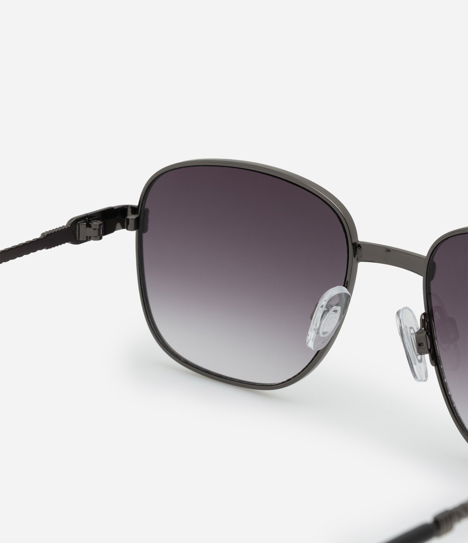 Óculos de Sol Redondo com Haste Fina e Detalhes Trançados Cinza 3