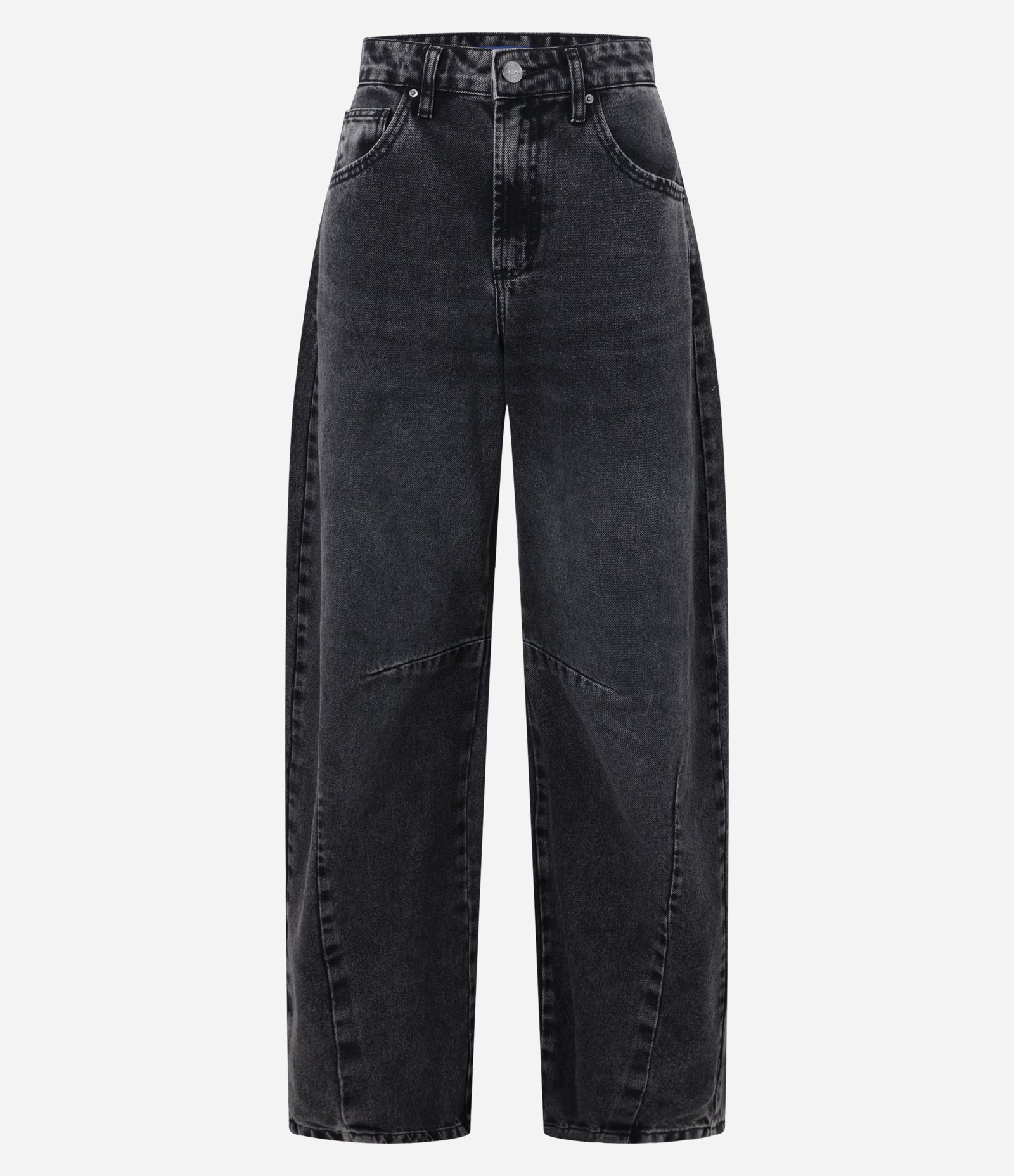 Calça Barrel em Jeans com Recortes na Barra Preto 6