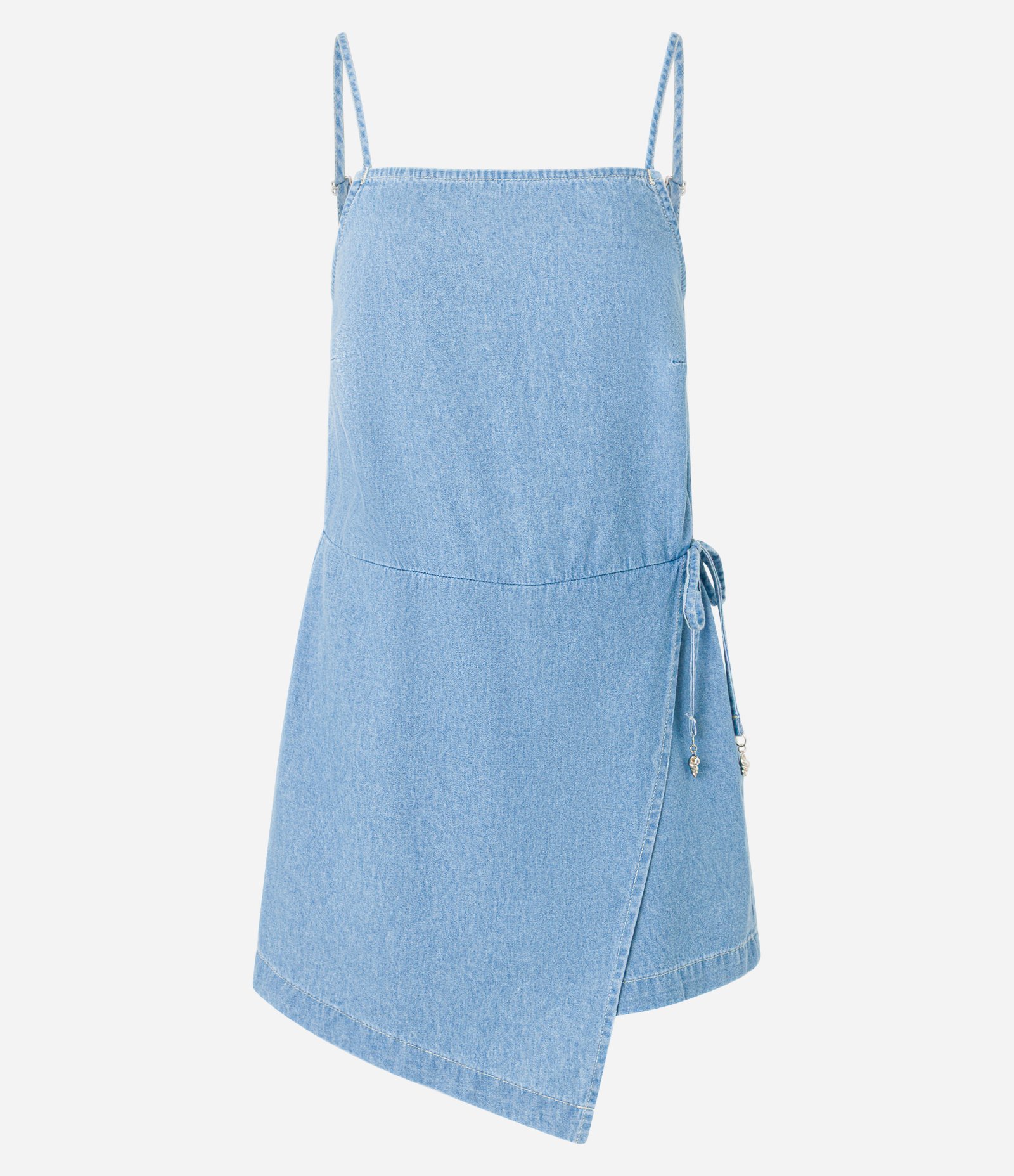 Macaquinho em Jeans Transpassado e Amarração Azul 6