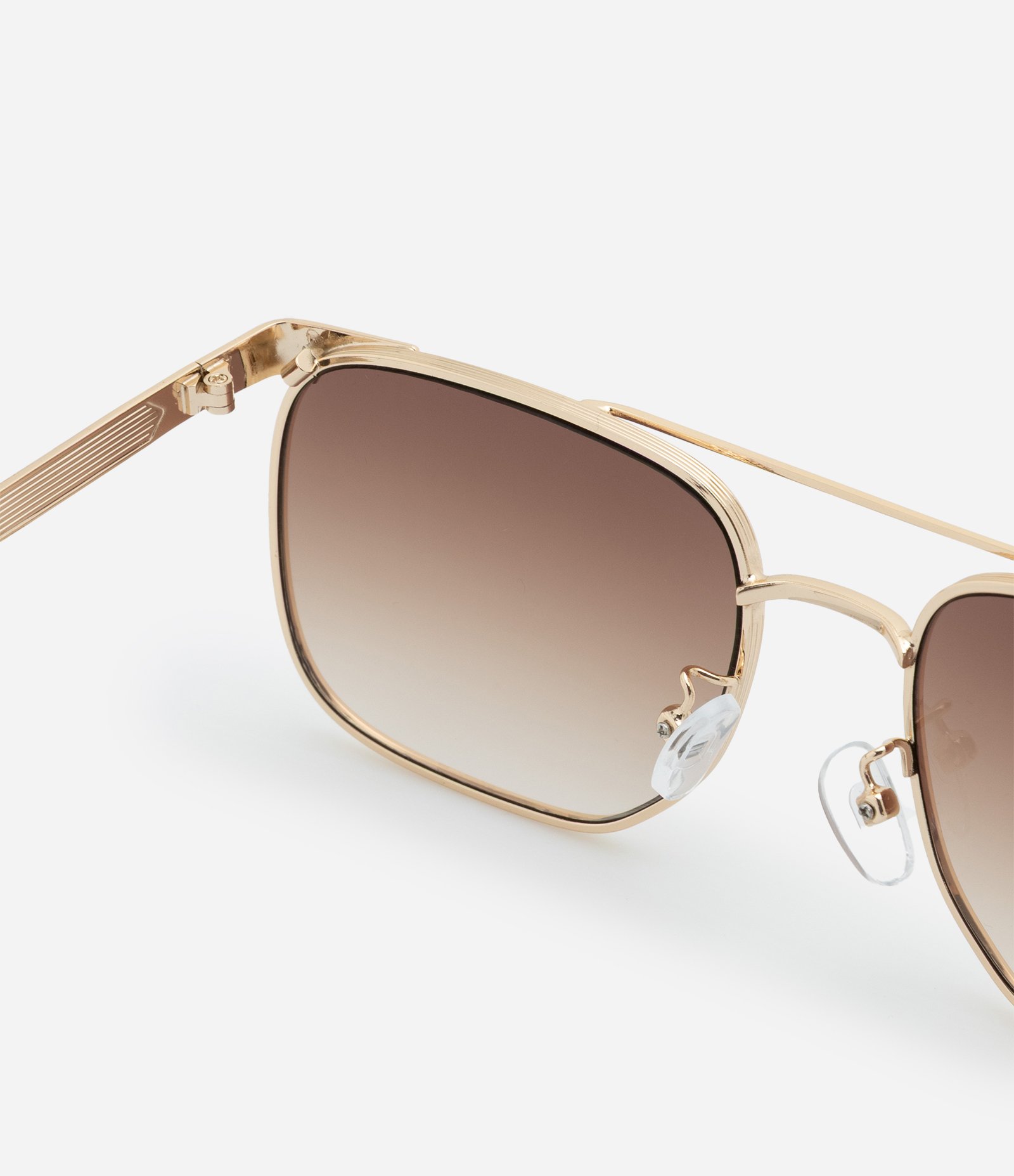 Óculos de Sol Quadrado com Ponte Dupla Dourado 3