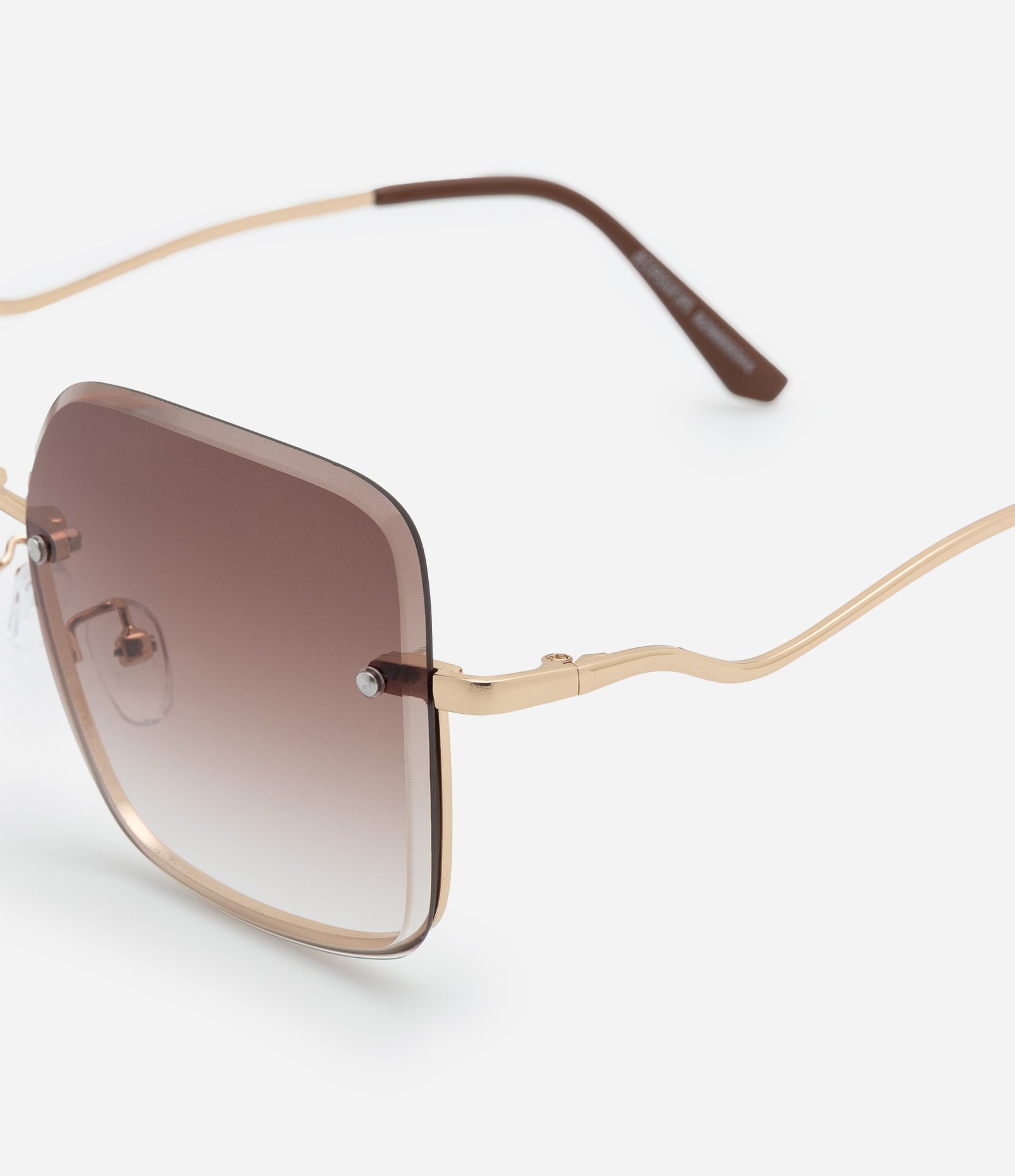 Óculos Quadrado de Haste Curva e Lente Degradê Dourado 3