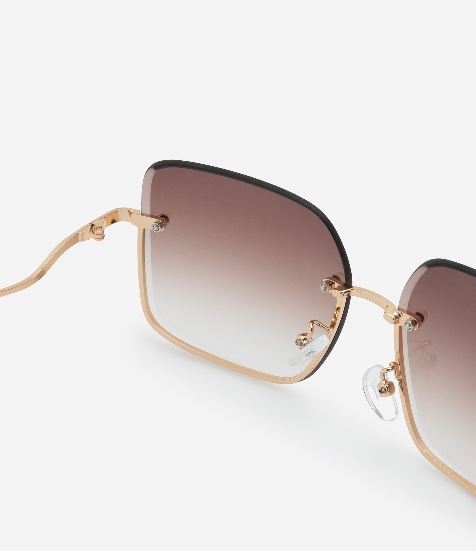 Óculos Quadrado de Haste Curva e Lente Degradê Dourado 4