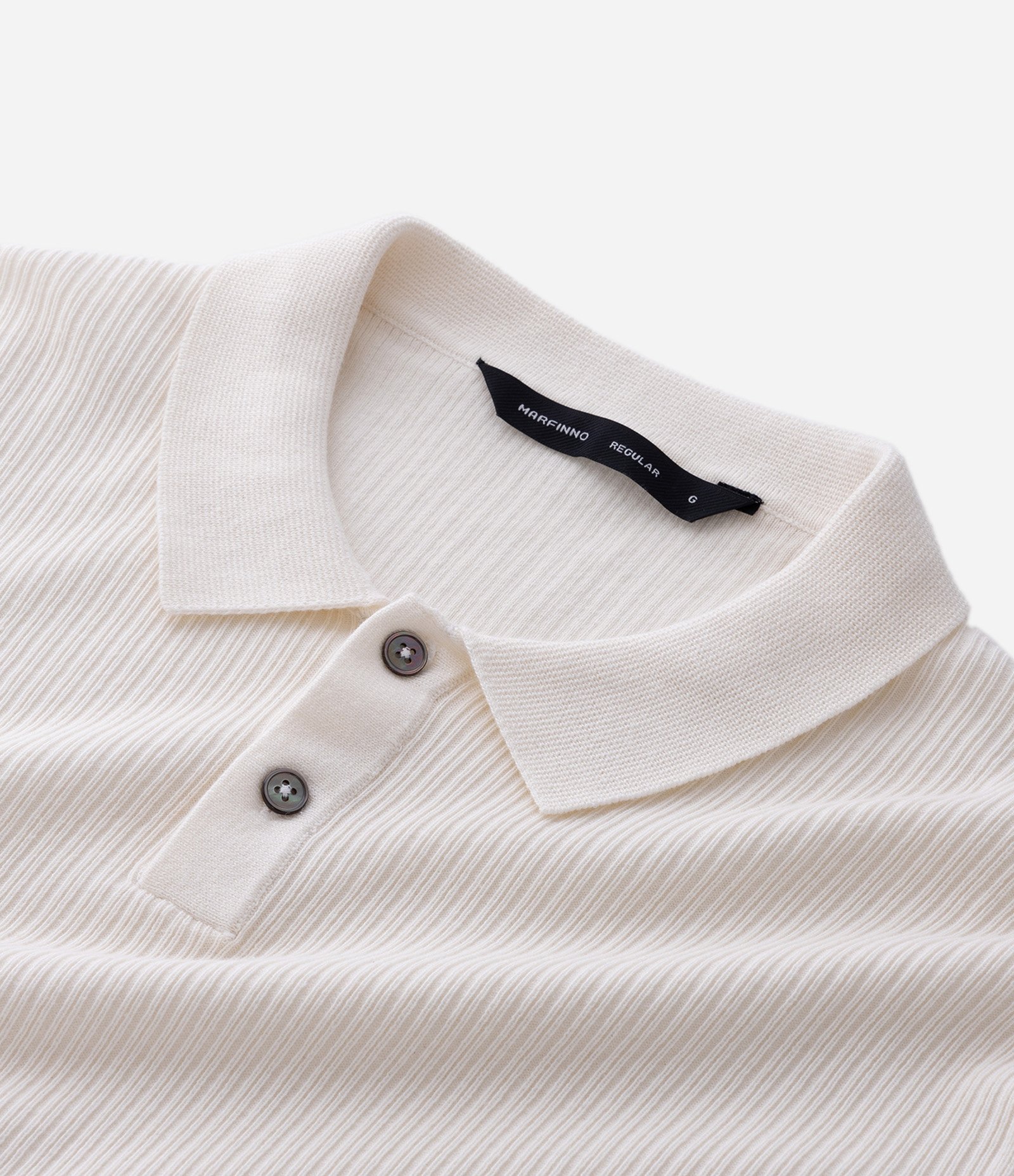 Camisa Polo Manga Curta com Textura Vertical Off White 9