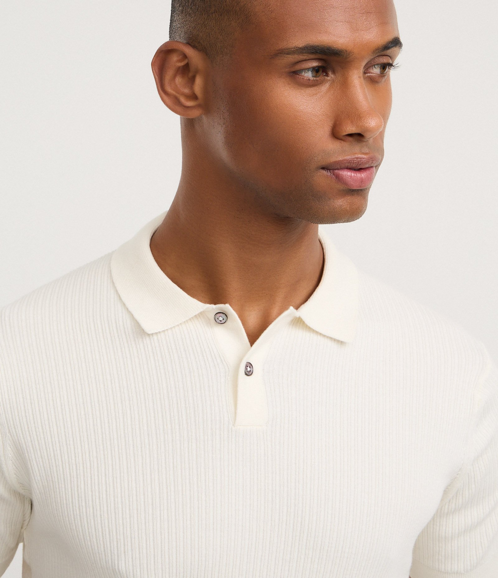 Camisa Polo Manga Curta com Textura Vertical Off White 3