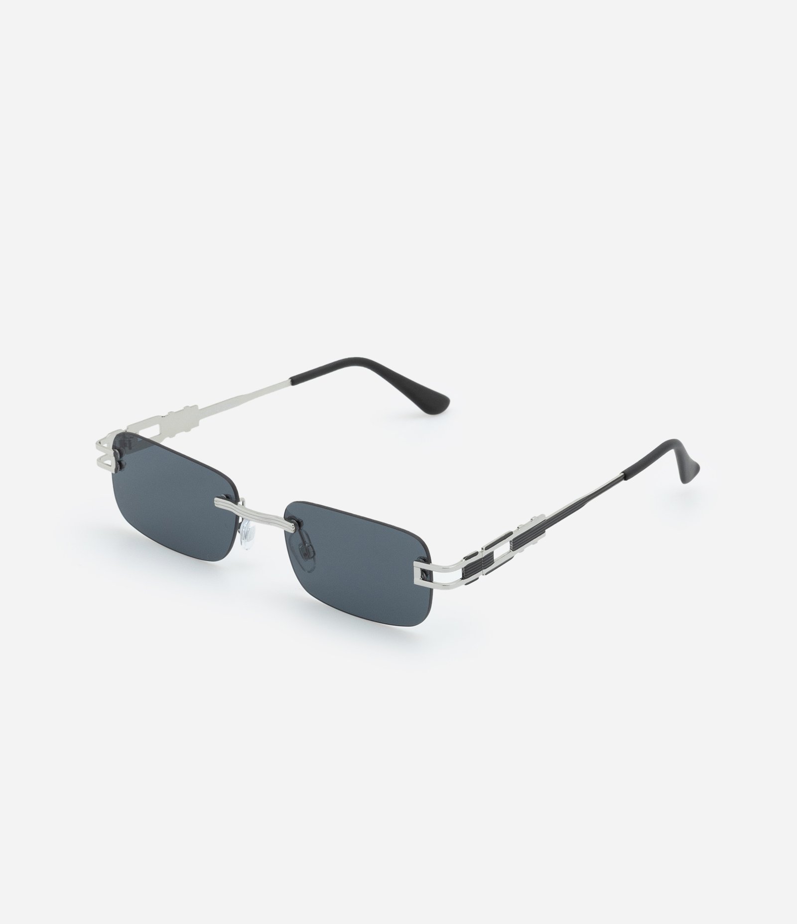 Óculos de Sol Quadrado 3 Peças com Detalhes nas Hastes Prata 2