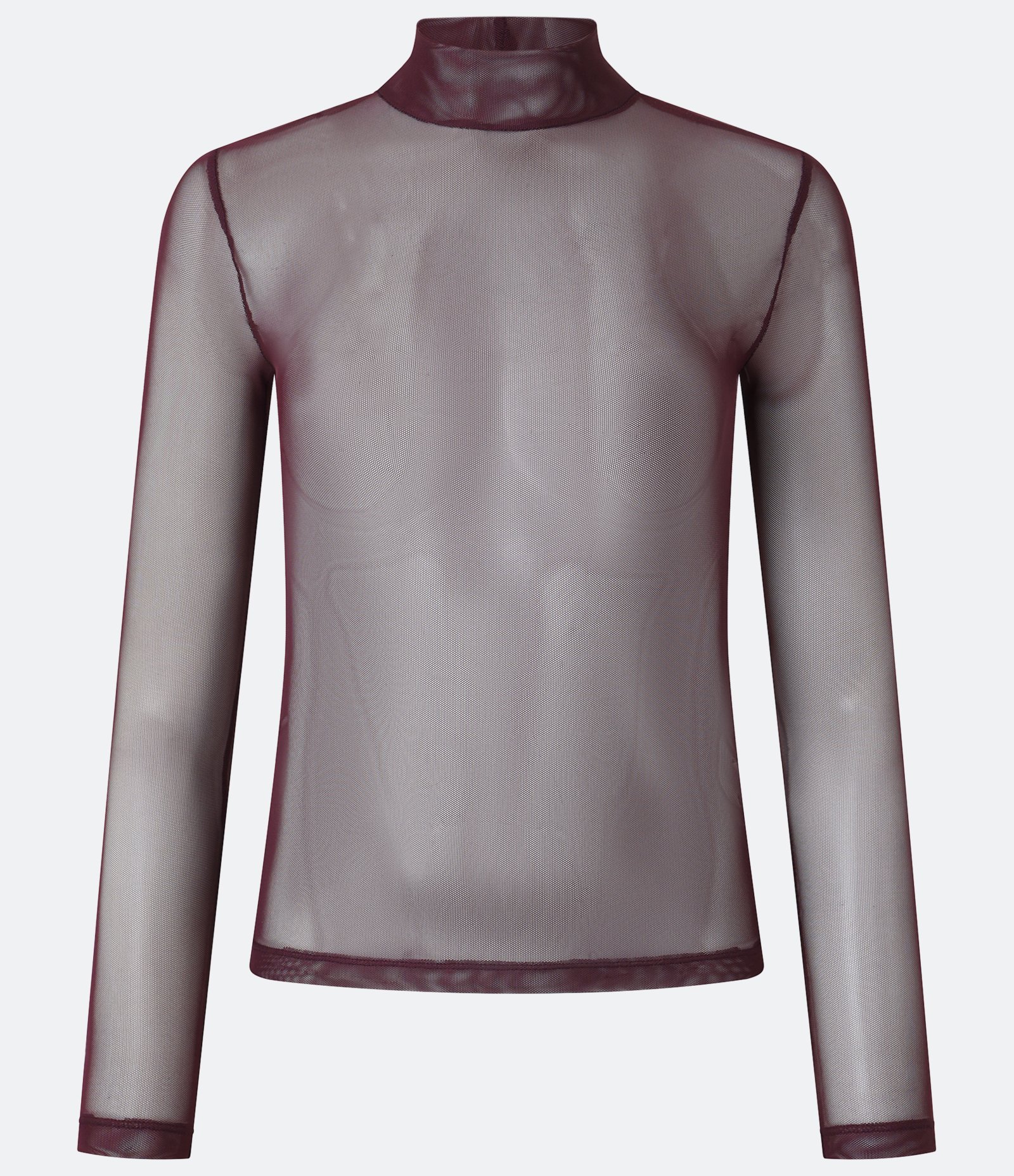 Blusa em Tule Segunda Pele com Transparência Bordô 6