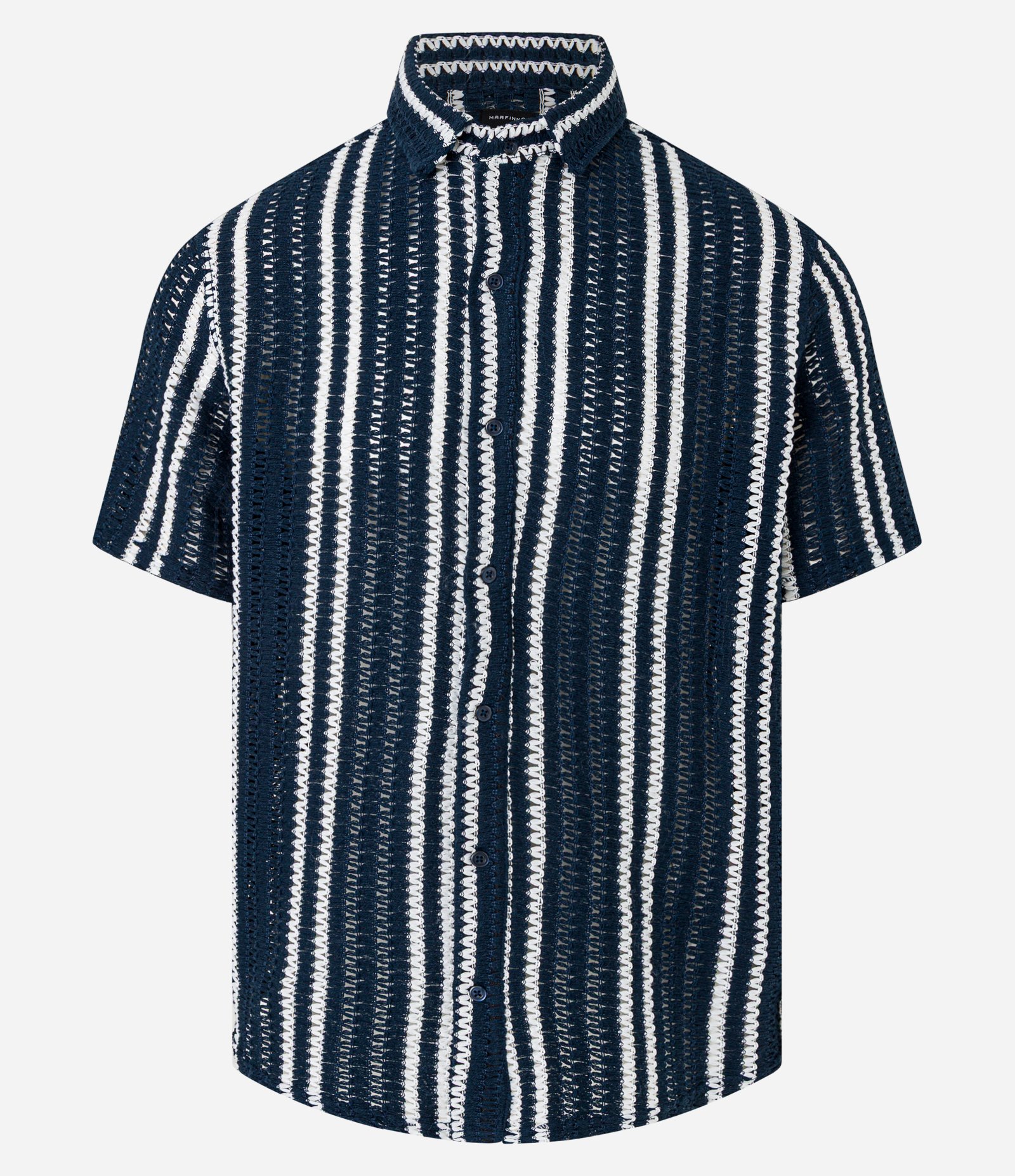 Camisa em Tricô com Estampa de Listras e Texturizadas Azul 7