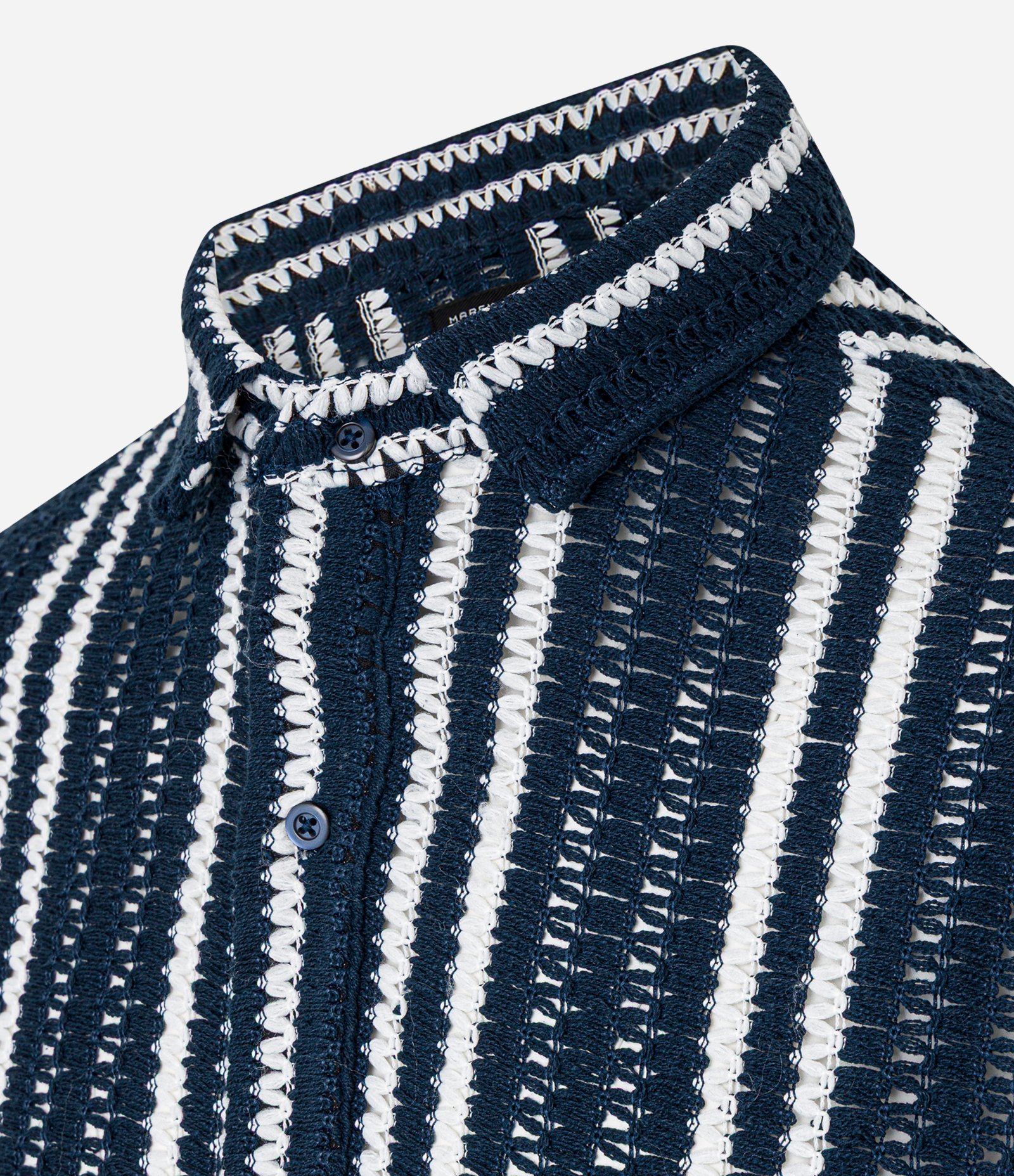 Camisa em Tricô com Estampa de Listras e Texturizadas Azul 8