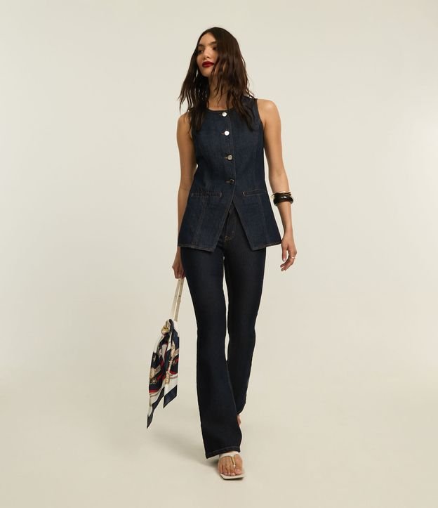 Calça Bootcut em Jeans Raw com Cintura Alta