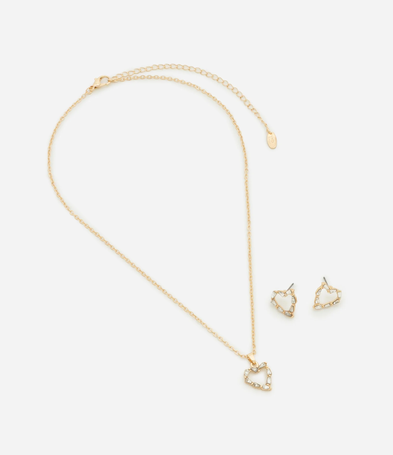 Conjunto de Colar Curto e Brinco com Pingente de Coração Vazado Dourado 2