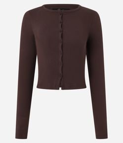 Cardigan em Ribana com Botões Frontais