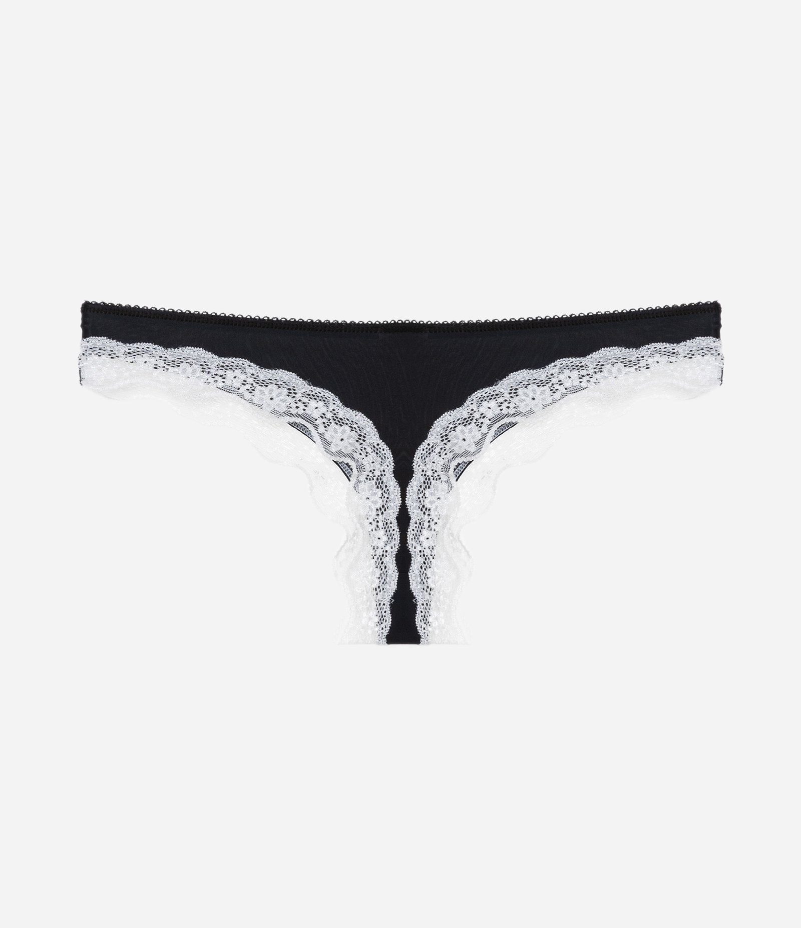 Calcinha Biquíni Fio em Microfibra com Detalhe em Renda e Florzinha Aplicada Preto 6